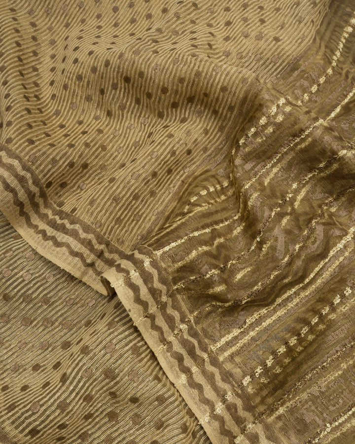 Sand Beige Tussar Organza Saree – The Saffron House