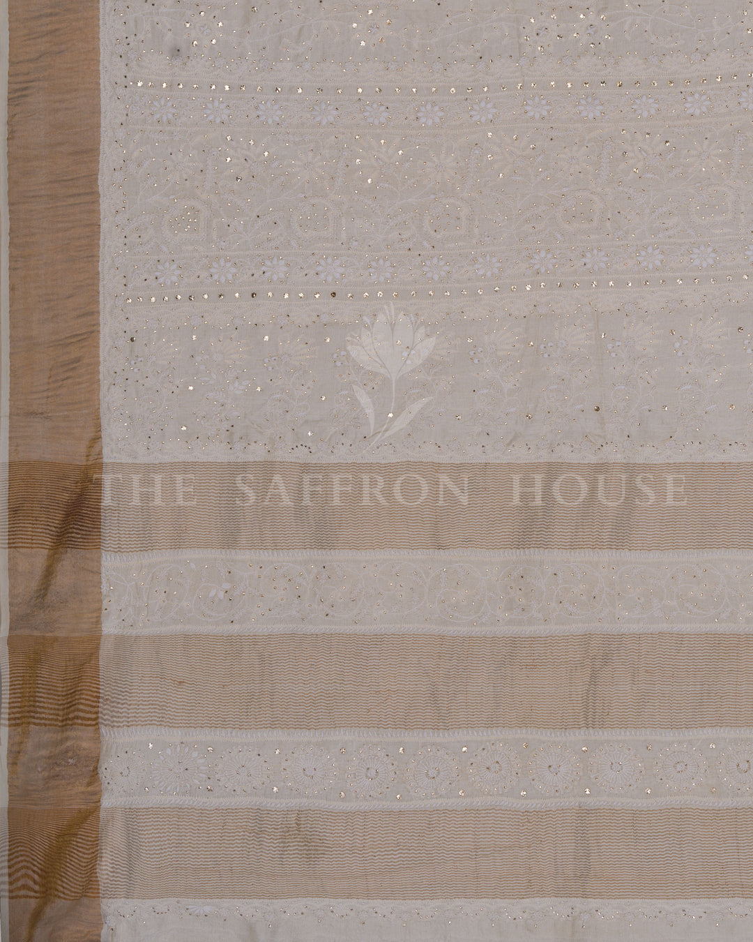 Off White Chikankari Tussar Silk Saree – The Saffron House