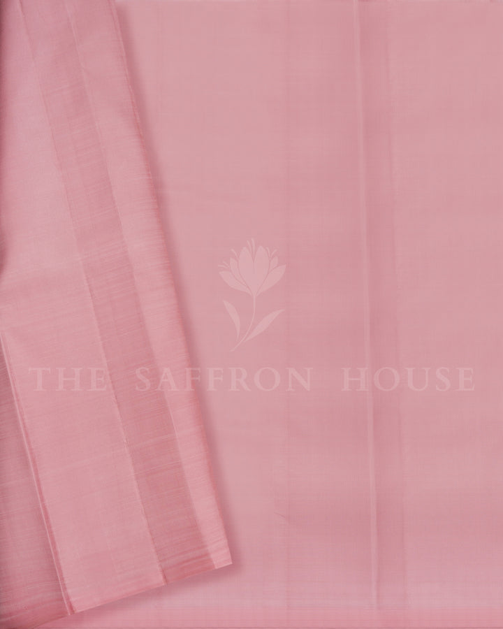 Onyx Black And Petal Pink Kanjivaram Silk Saree – The Saffron House
