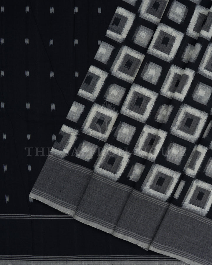 Pure White And Onyx Black Handwoven Patola Saree – The Saffron House