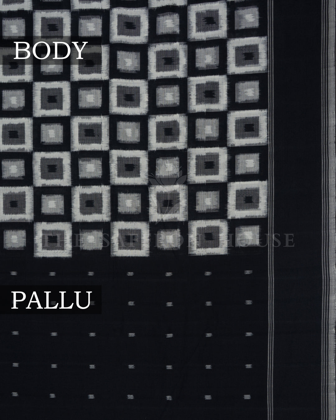 Pure White And Onyx Black Handwoven Patola Saree – The Saffron House