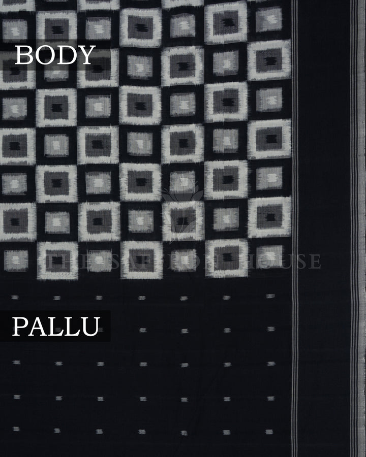 Pure White And Onyx Black Handwoven Patola Saree – The Saffron House