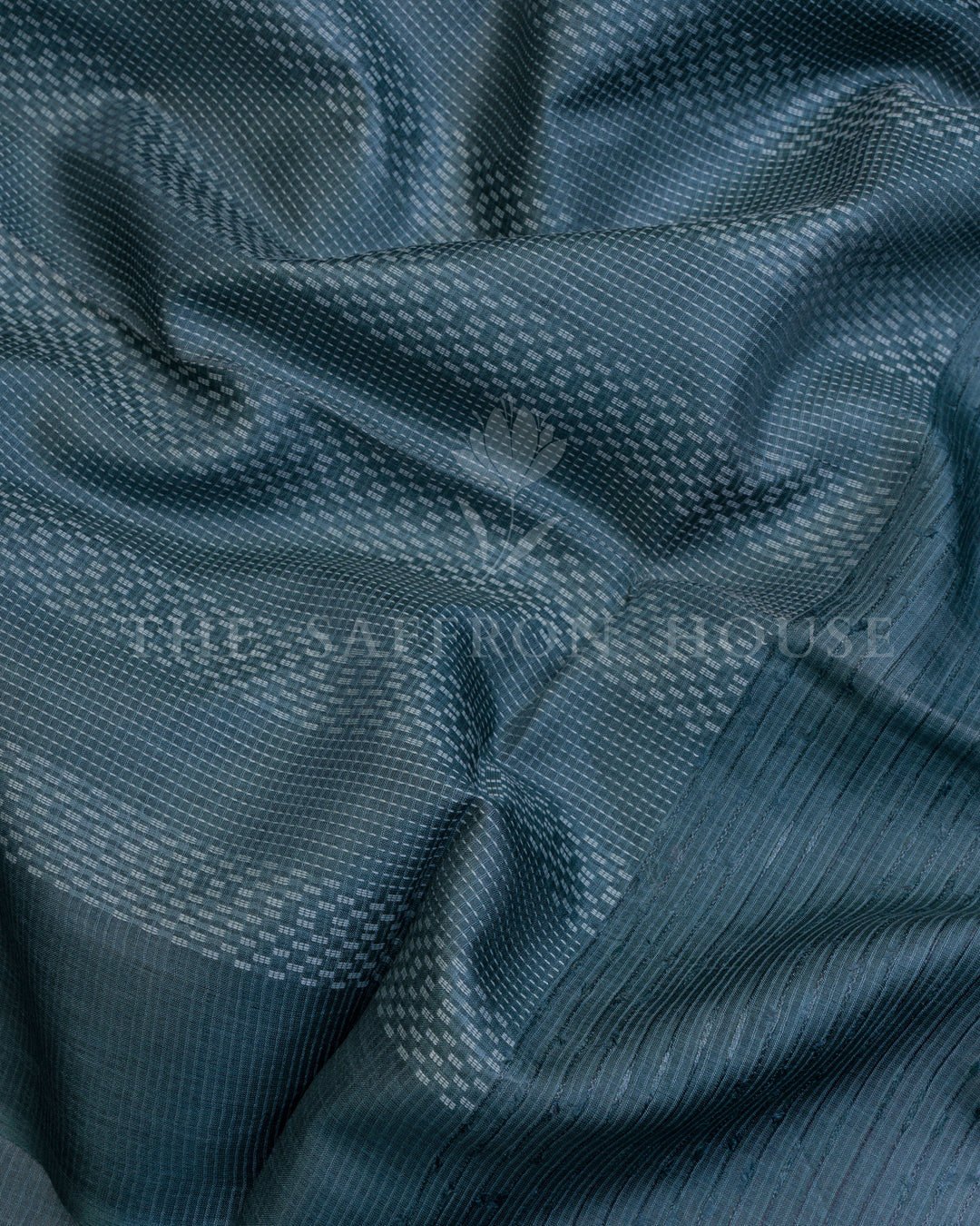 Blue And Slate Grey Tussar Silk Saree – The Saffron House