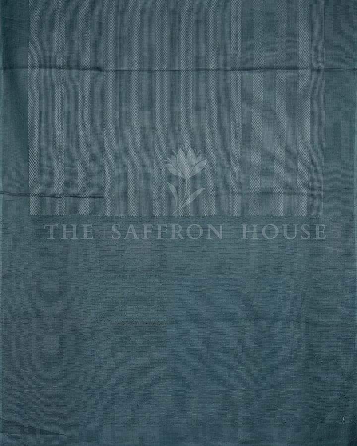 Blue And Slate Grey Tussar Silk Saree – The Saffron House
