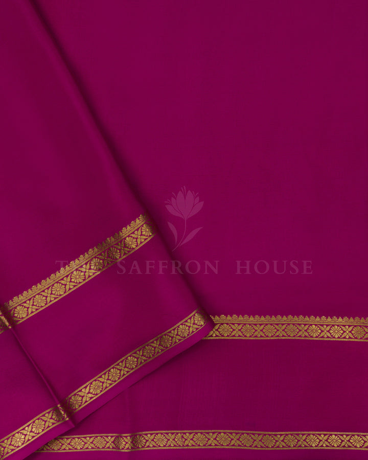 Bottle Green And Magenta Pure Zari Mysore Silk Saree – The Saffron House