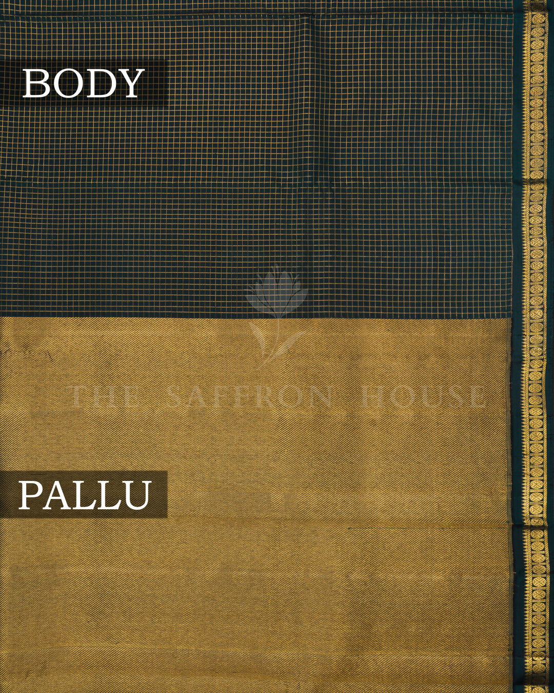Bottle Green Kattam Kanjivaram Silk Saree – The Saffron House