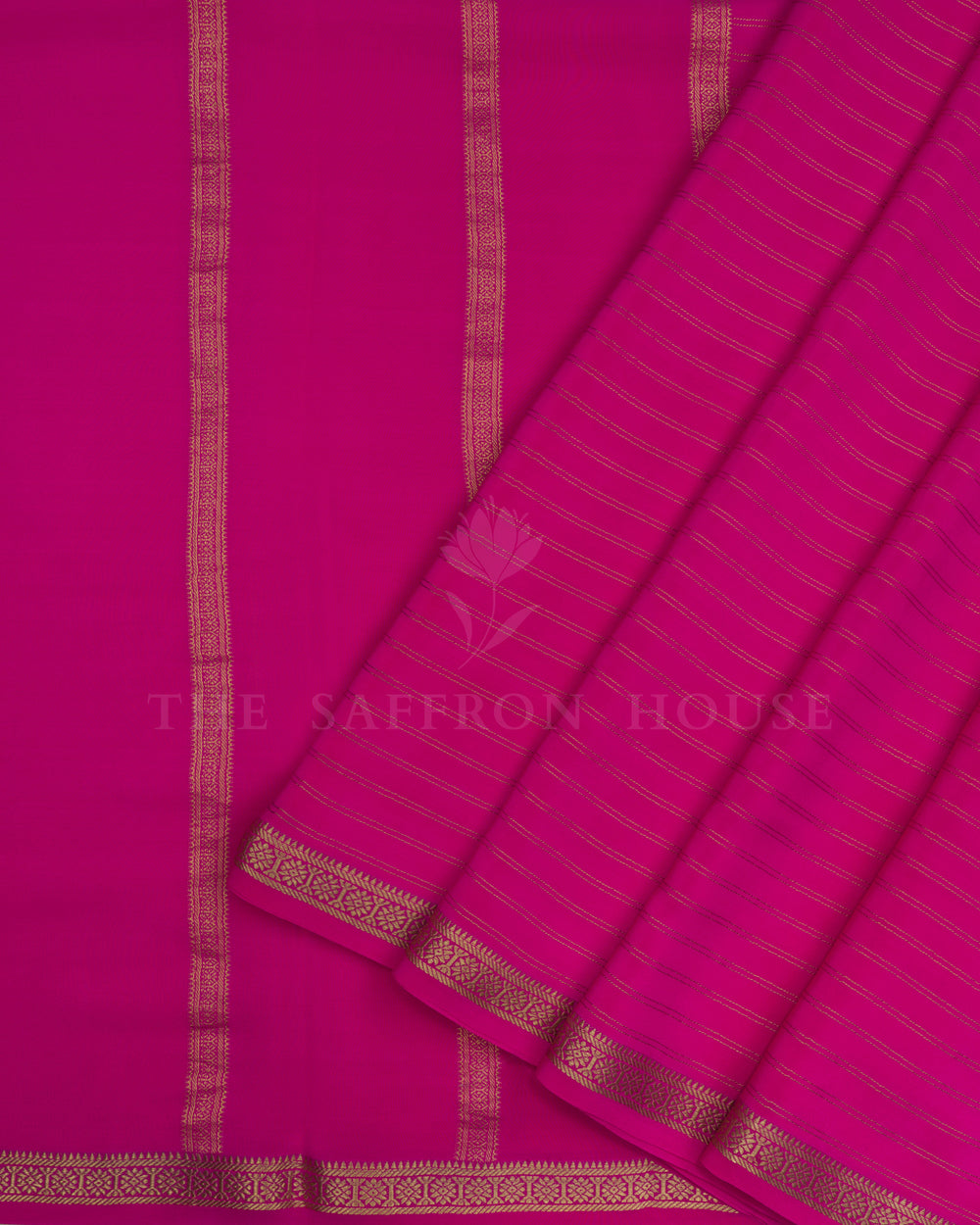 Rani Pink Pure Zari Mysore Silk Saree – The Saffron House