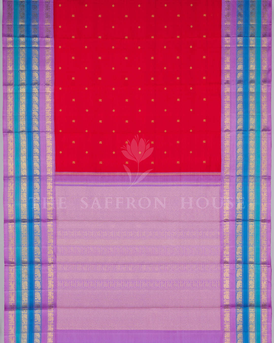 Red And Ruby Red Kanjivaram Silk Saree – The Saffron House