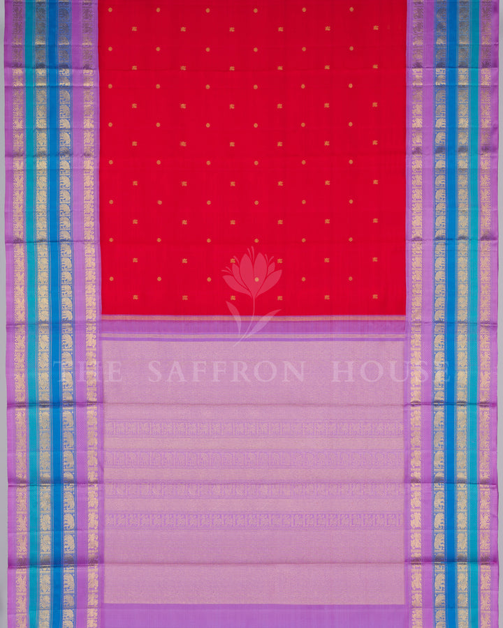 Red And Ruby Red Kanjivaram Silk Saree – The Saffron House