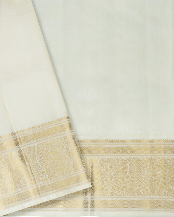 Warm Brown And Ivory Cream Korvai Kanjivaram Silk Saree – The Saffron House
