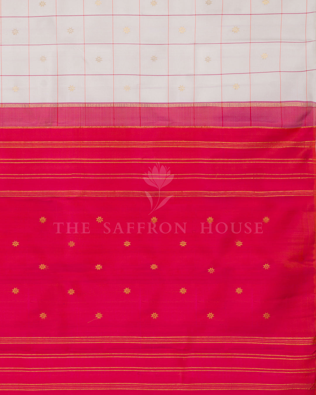 Pure White And Red Korvai Kanjivaram Silk Saree – The Saffron House