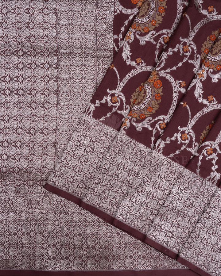 Warm Brown Banarasi Silk Saree – The Saffron House