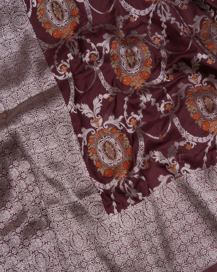 Warm Brown Banarasi Silk Saree – The Saffron House