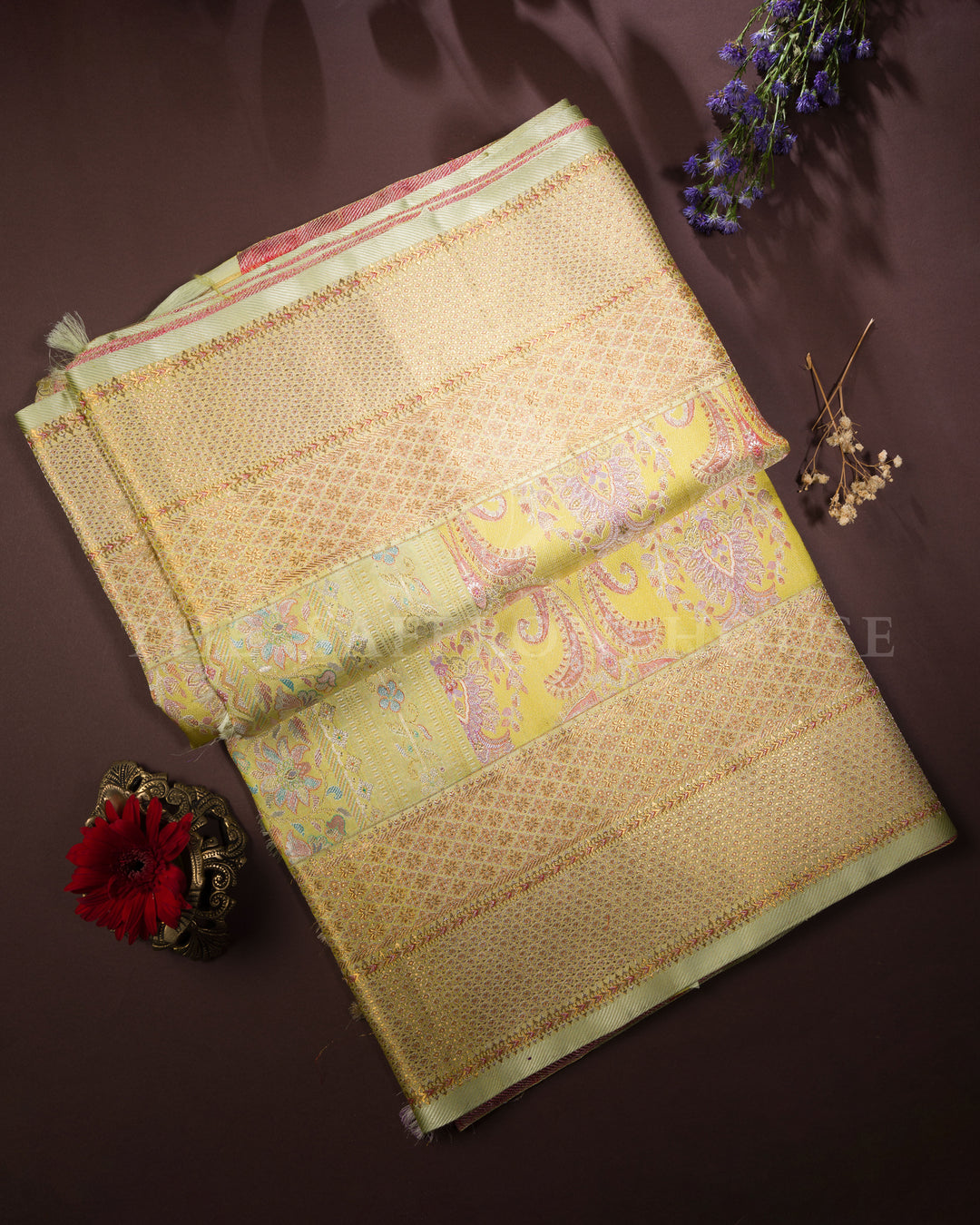Yellow Kanjivaram Silk Saree – The Saffron House