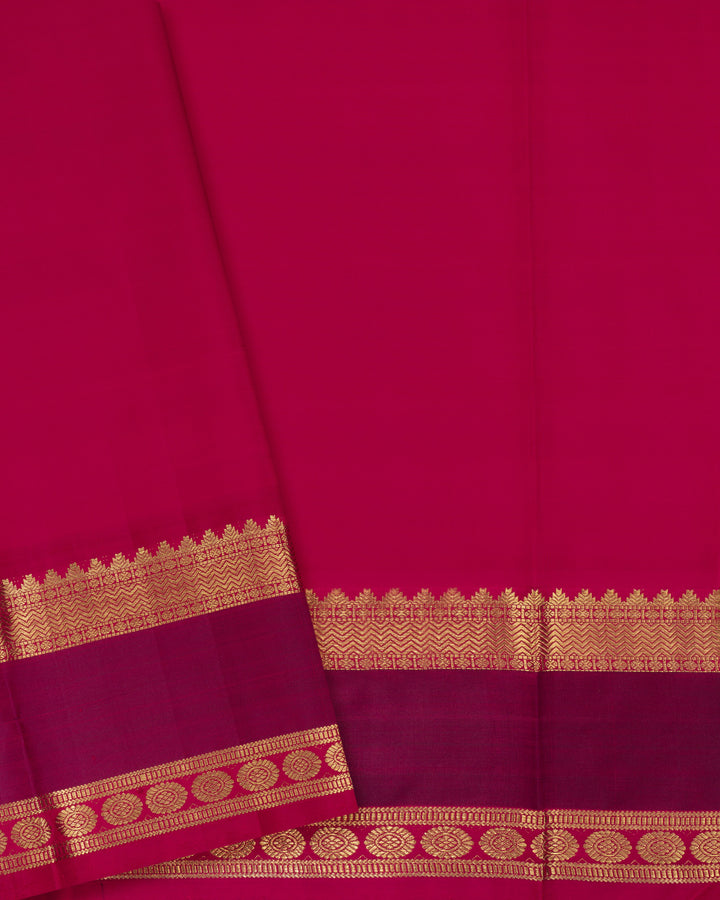 Ivory Cream And Burgundy Maroon Kanjivaram Silk Saree – The Saffron House