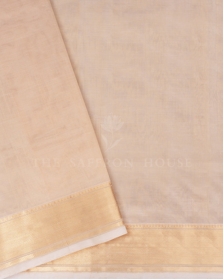 Ivory Cream Handwoven Silk Cotton Saree – The Saffron House
