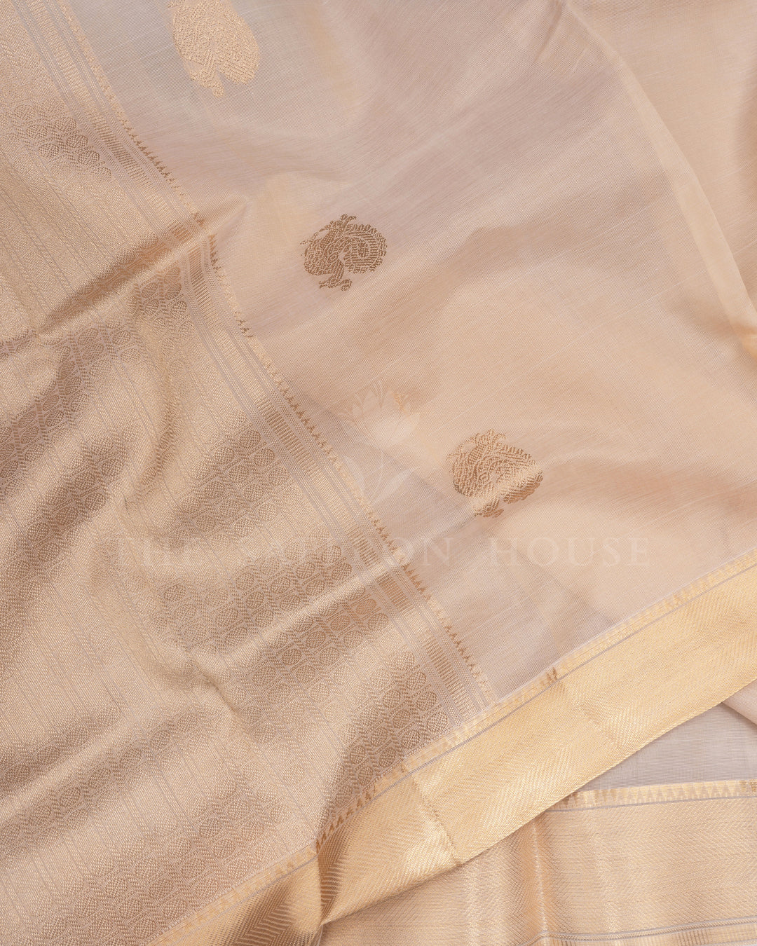Ivory Cream Handwoven Silk Cotton Saree – The Saffron House