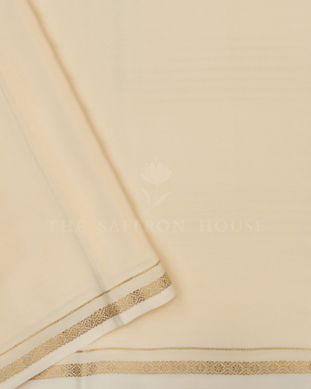 Ivory Cream Pure Zari Mysore Silk Saree – The Saffron House