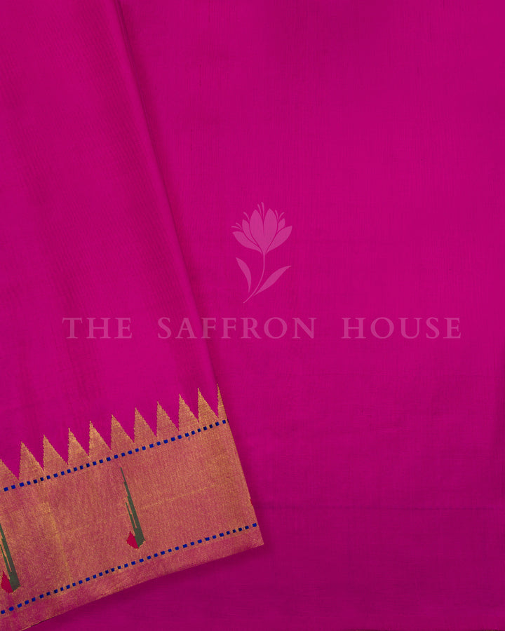 Crimson Red And Multicolour Handwoven Paithani Saree – The Saffron House