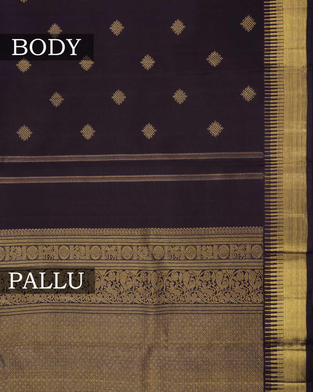 Dark Cocoa Kora Kanjivaram Silk Saree – The Saffron House