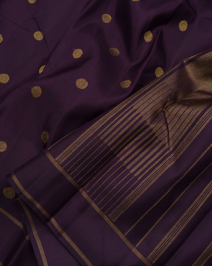 Midnight Wine Kora Kanjivaram Silk Saree – The Saffron House