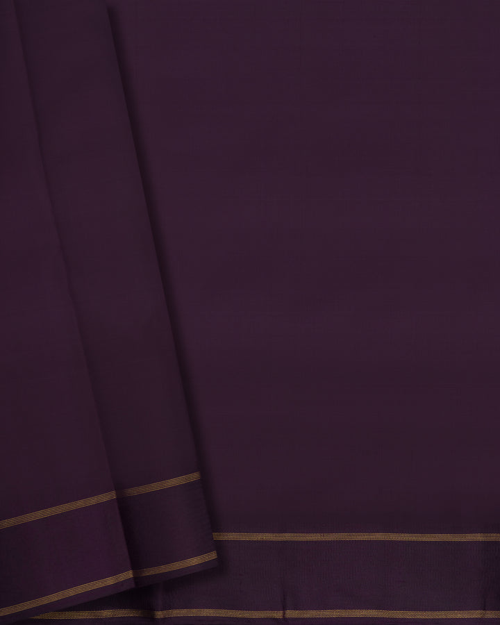 Midnight Wine Kora Kanjivaram Silk Saree – The Saffron House