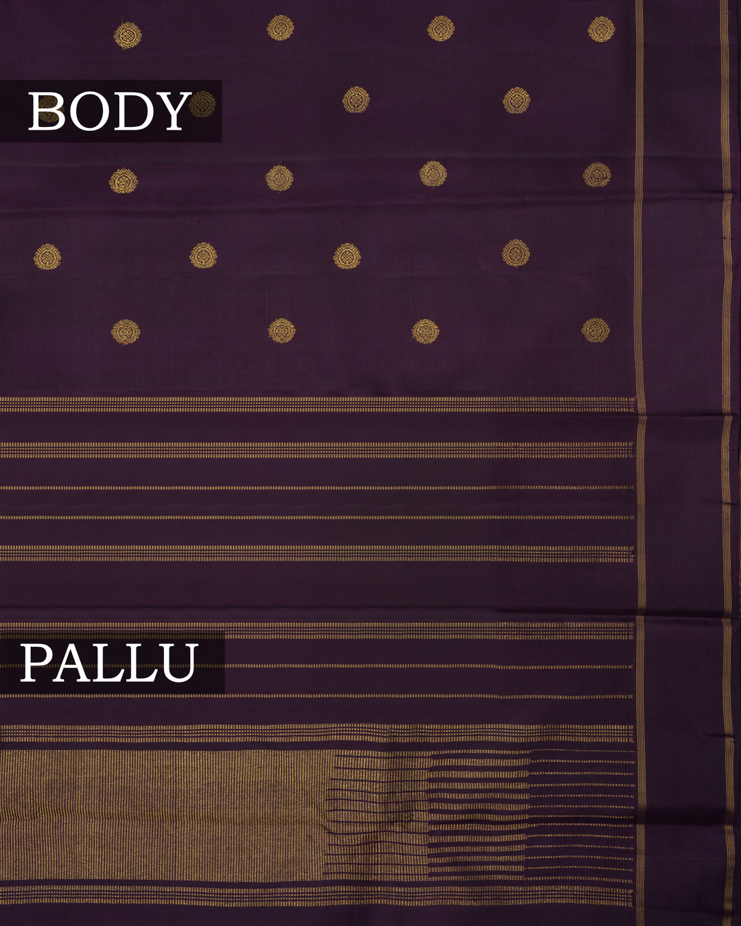 Midnight Wine Kora Kanjivaram Silk Saree – The Saffron House