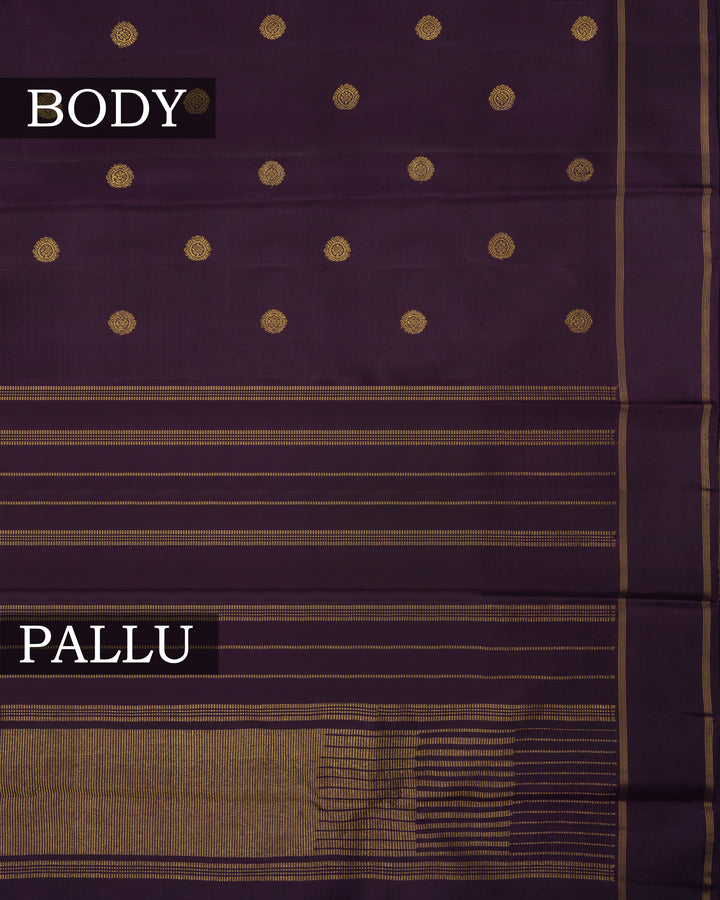 Midnight Wine Kora Kanjivaram Silk Saree – The Saffron House