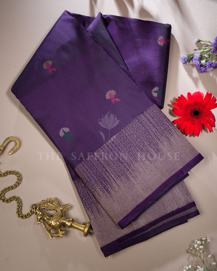 Purple And Aubergine Kanjivaram Silk Saree – The Saffron House