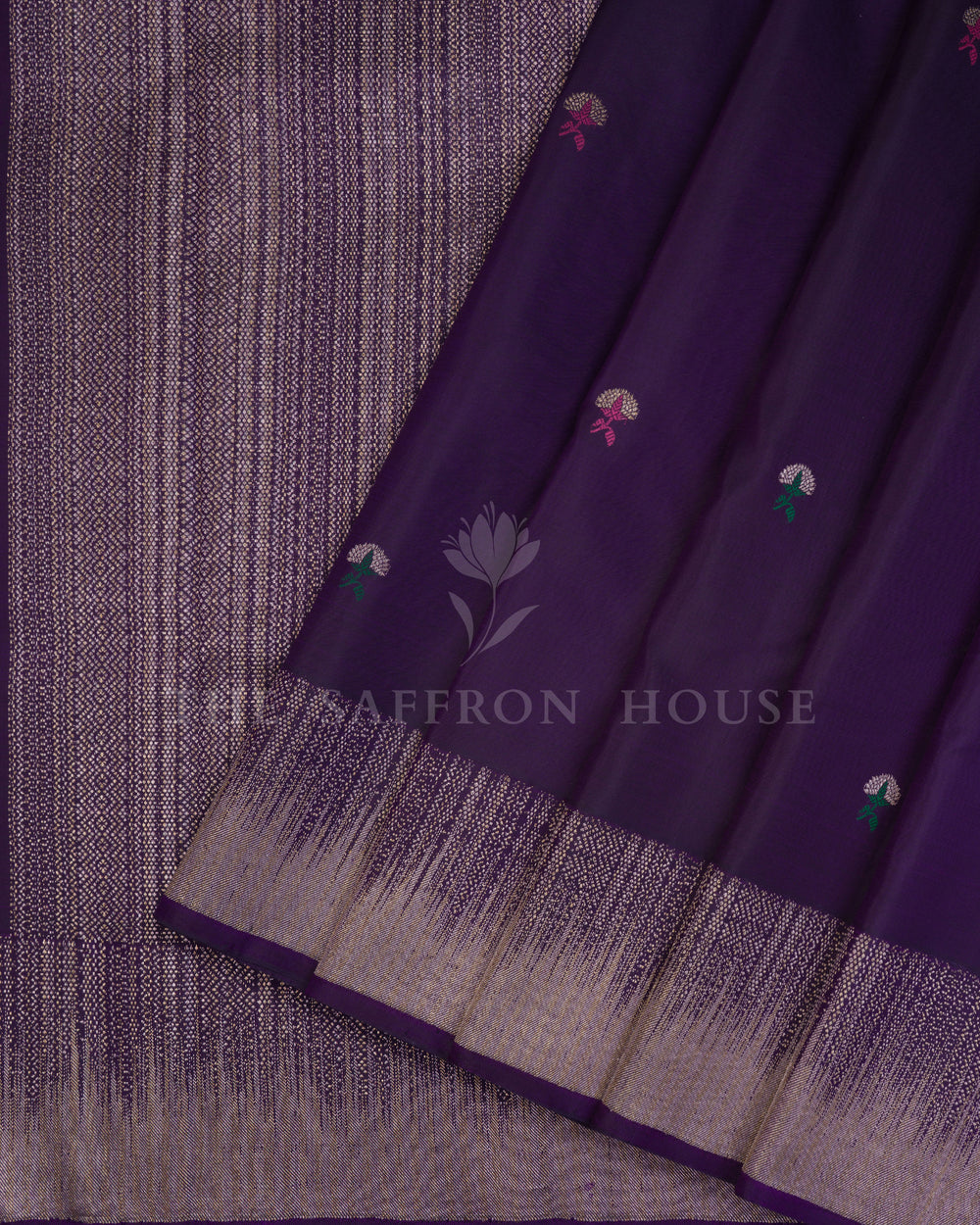 Purple And Aubergine Kanjivaram Silk Saree – The Saffron House