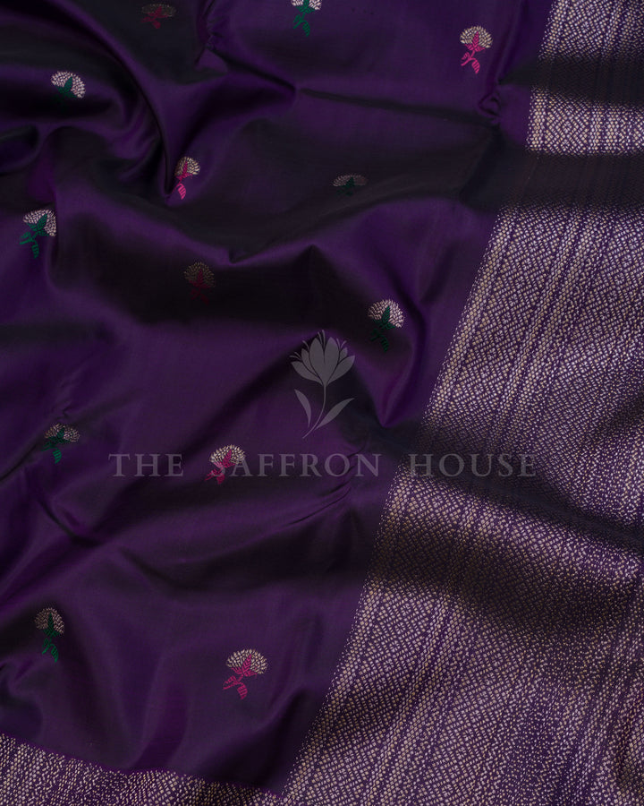 Purple And Aubergine Kanjivaram Silk Saree – The Saffron House