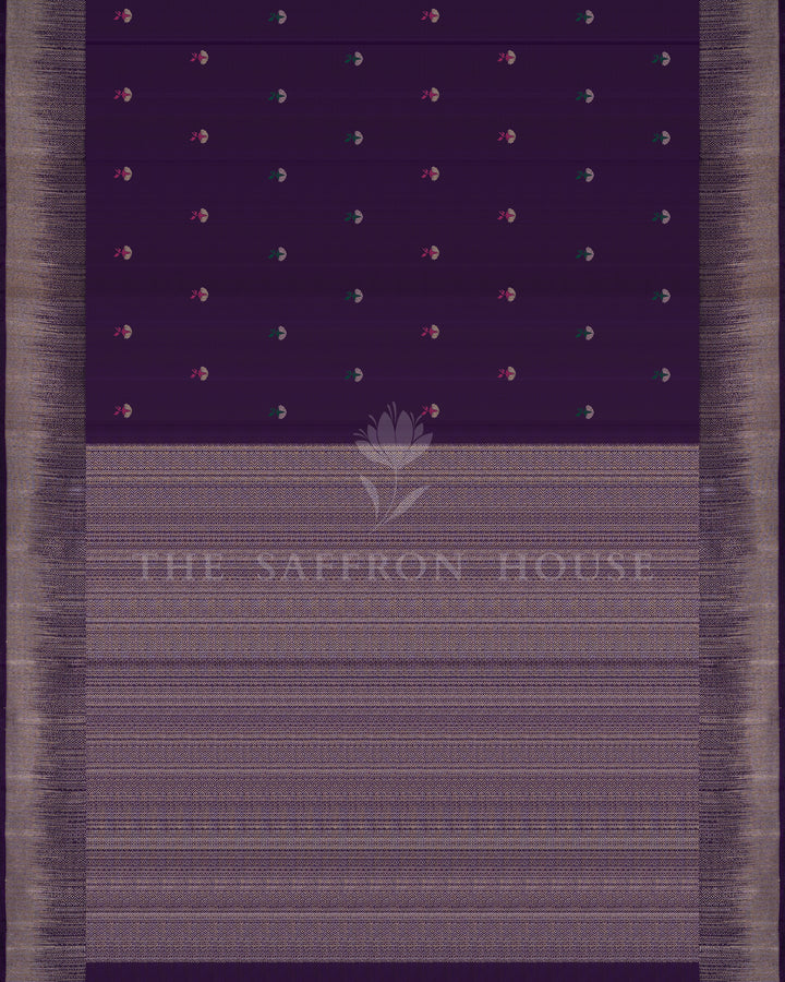 Purple And Aubergine Kanjivaram Silk Saree – The Saffron House