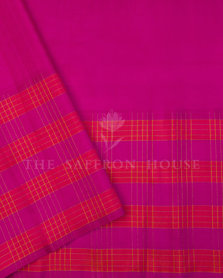 Bottle Green And Pink Kanjivaram Silk Saree – The Saffron House