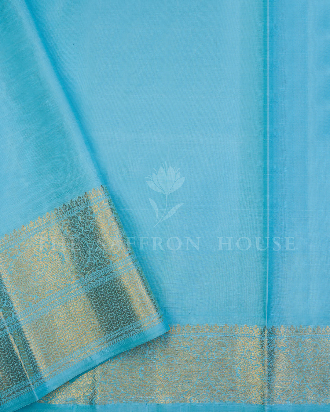 Midnight Blue And Sky Blue Kanjivaram Silk Saree – The Saffron House