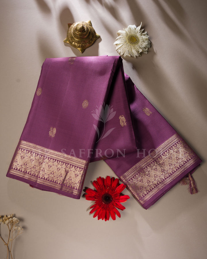 Plum Kanjivaram Silk Saree – The Saffron House