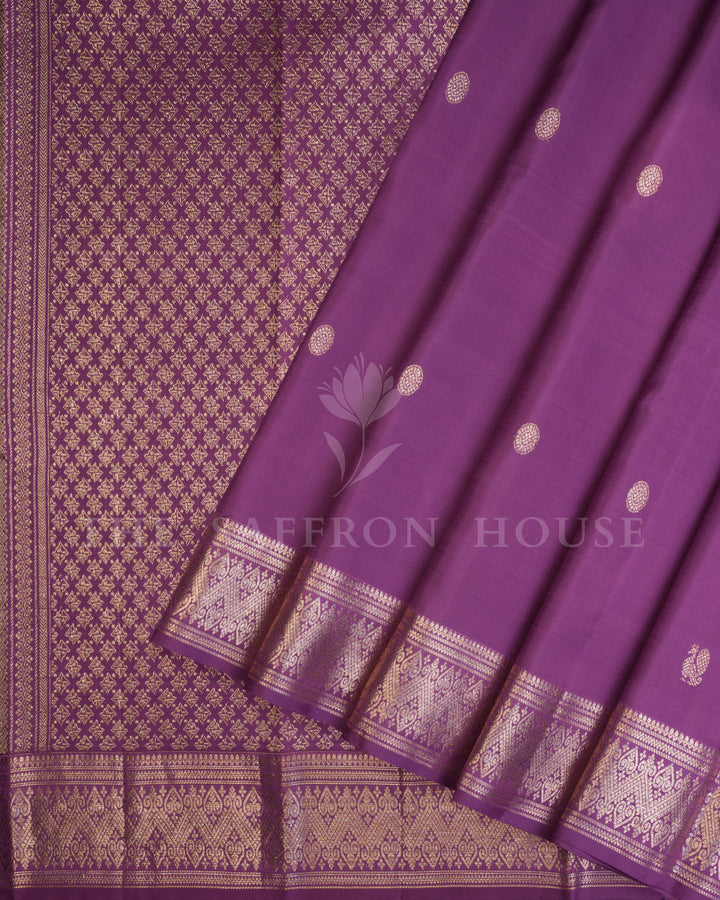 Plum Kanjivaram Silk Saree – The Saffron House
