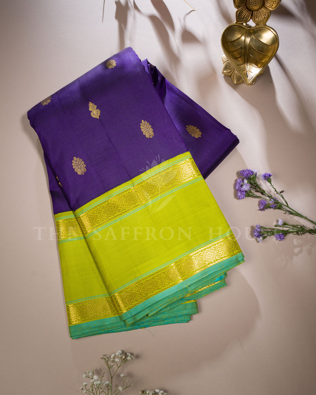 Green And Parrot Green Kanjivaram Silk Saree – The Saffron House