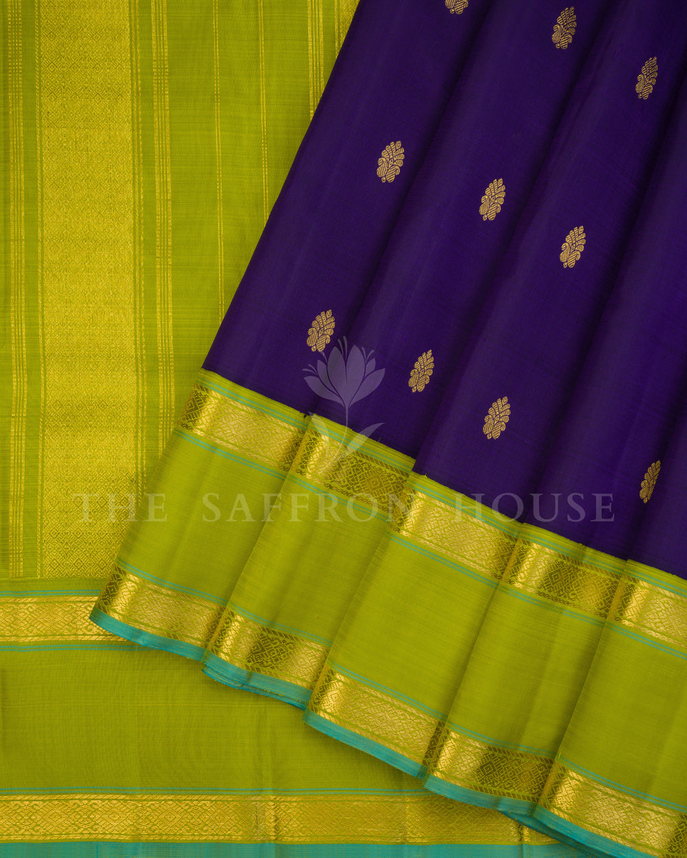 Green And Parrot Green Kanjivaram Silk Saree – The Saffron House