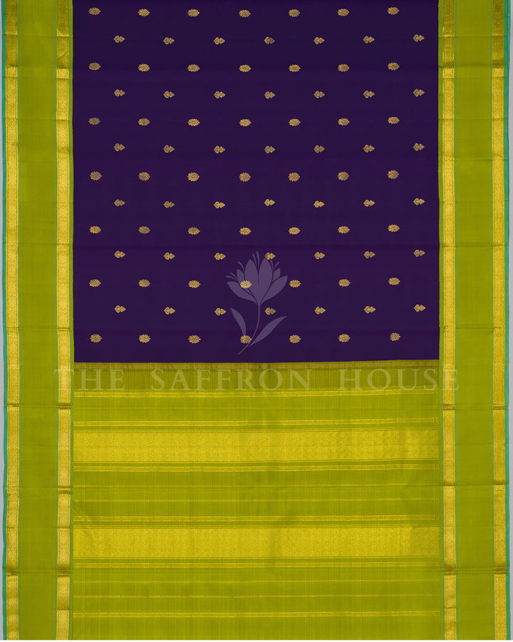 Green And Parrot Green Kanjivaram Silk Saree – The Saffron House