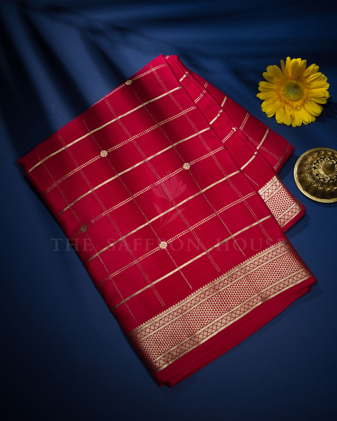 Red Pure Zari Mysore Silk Saree – The Saffron House
