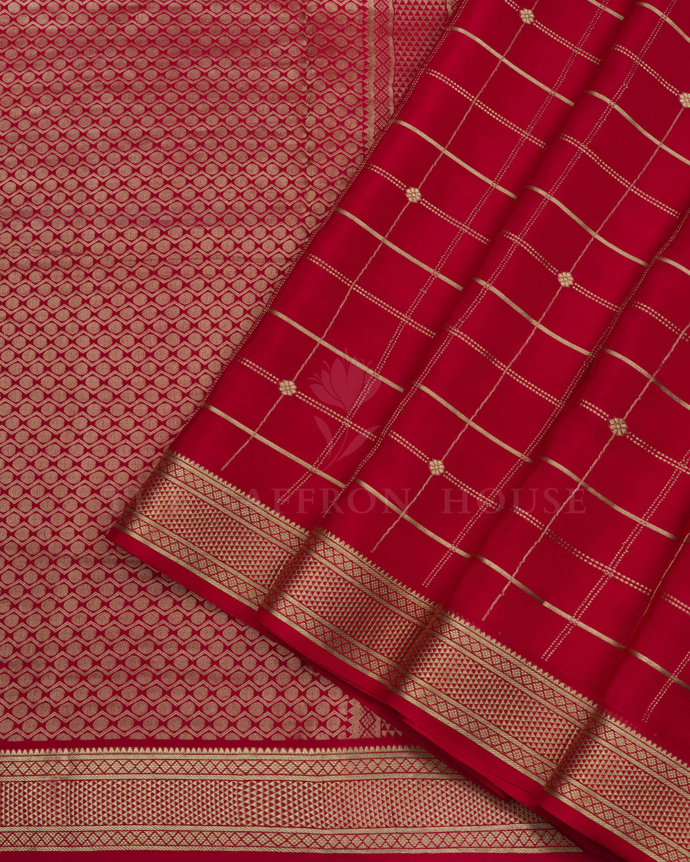 Red Pure Zari Mysore Silk Saree – The Saffron House