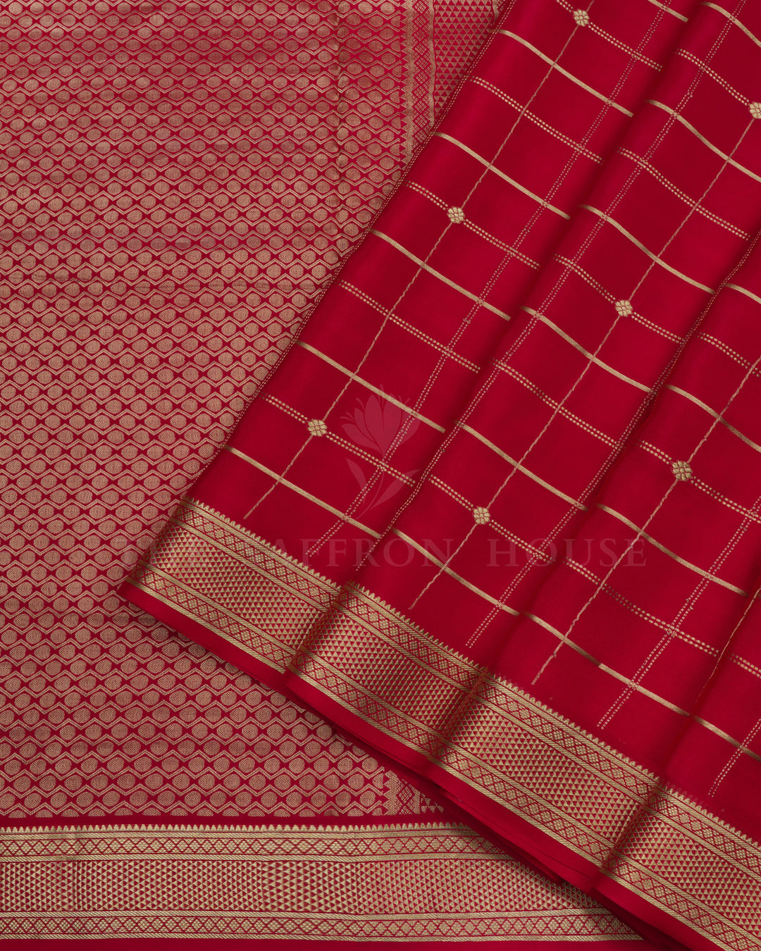 Red Pure Zari Mysore Silk Saree – The Saffron House