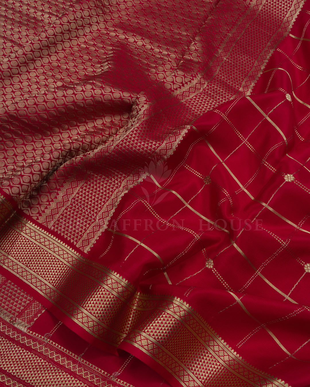 Red Pure Zari Mysore Silk Saree – The Saffron House
