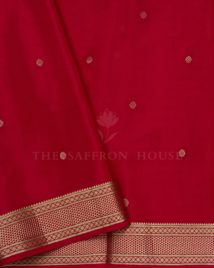 Red Pure Zari Mysore Silk Saree – The Saffron House