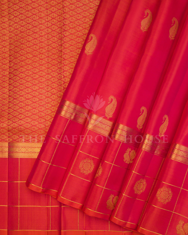Red Kanjivaram Silk Saree – The Saffron House