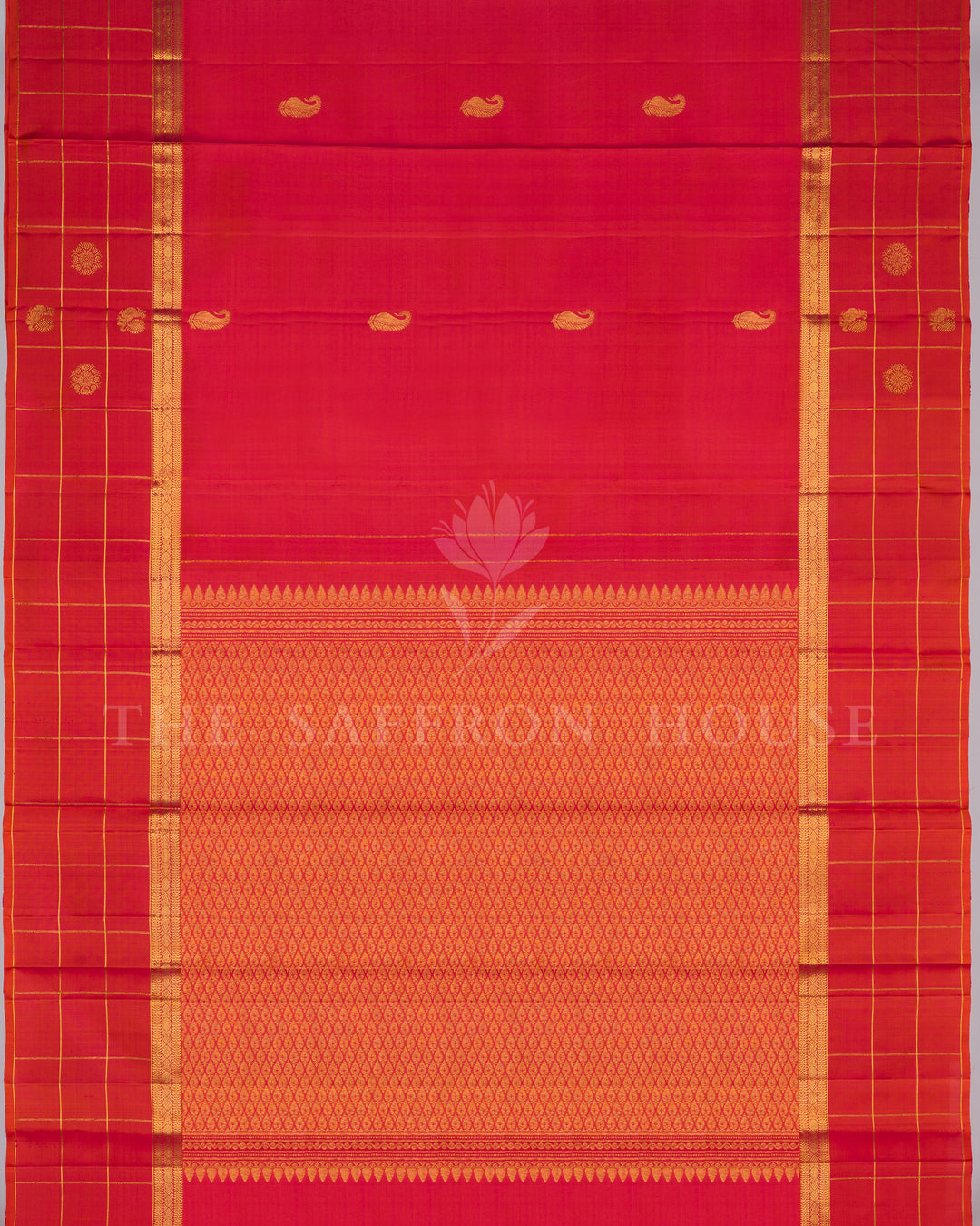 Red Kanjivaram Silk Saree – The Saffron House