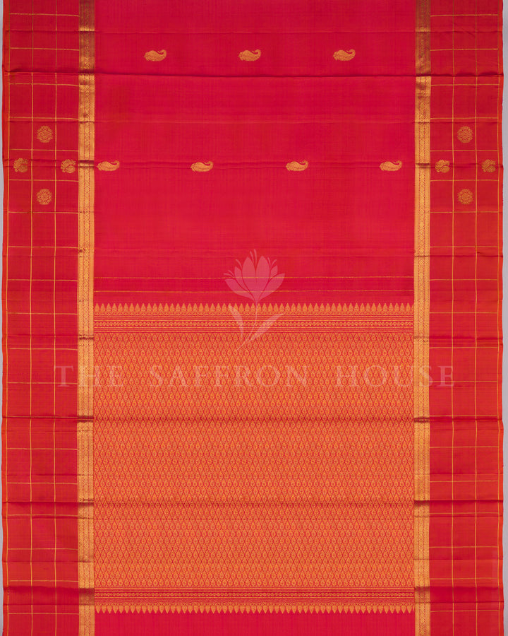 Red Kanjivaram Silk Saree – The Saffron House