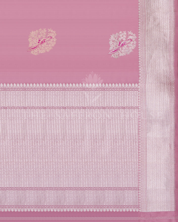 Rose Katan Banarasi Silk Saree – The Saffron House