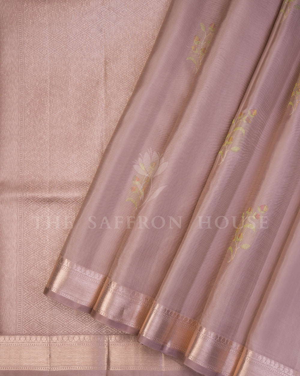 Mauve And Rose Kanjivaram Silk Saree – The Saffron House