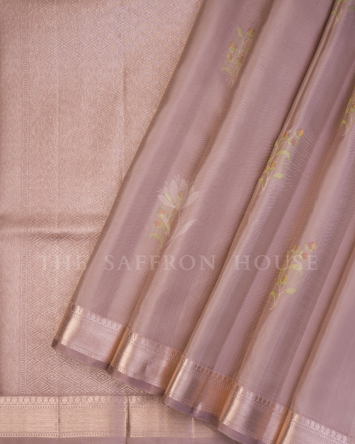 Mauve And Rose Kanjivaram Silk Saree – The Saffron House